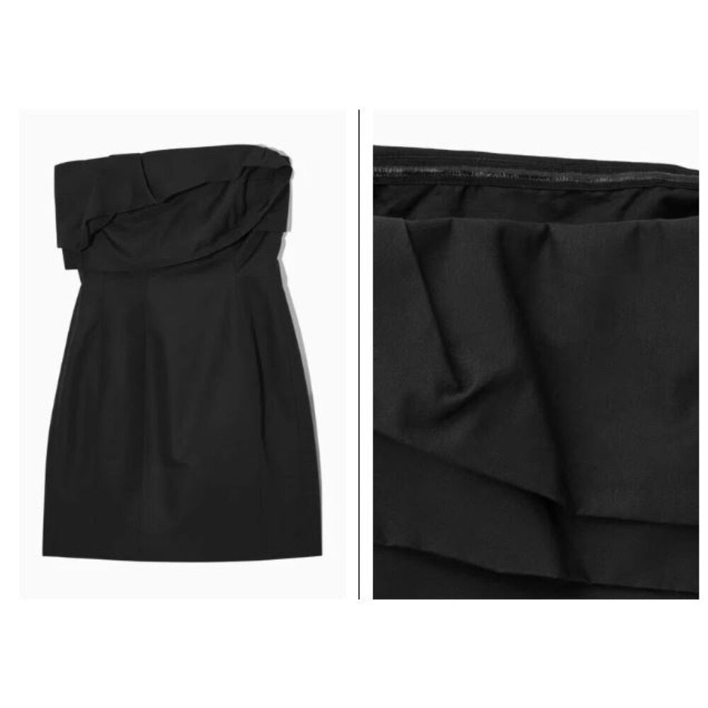 COS Women's Strapless Linen-Blend Mini Dress Size 2 NWT 175 Black